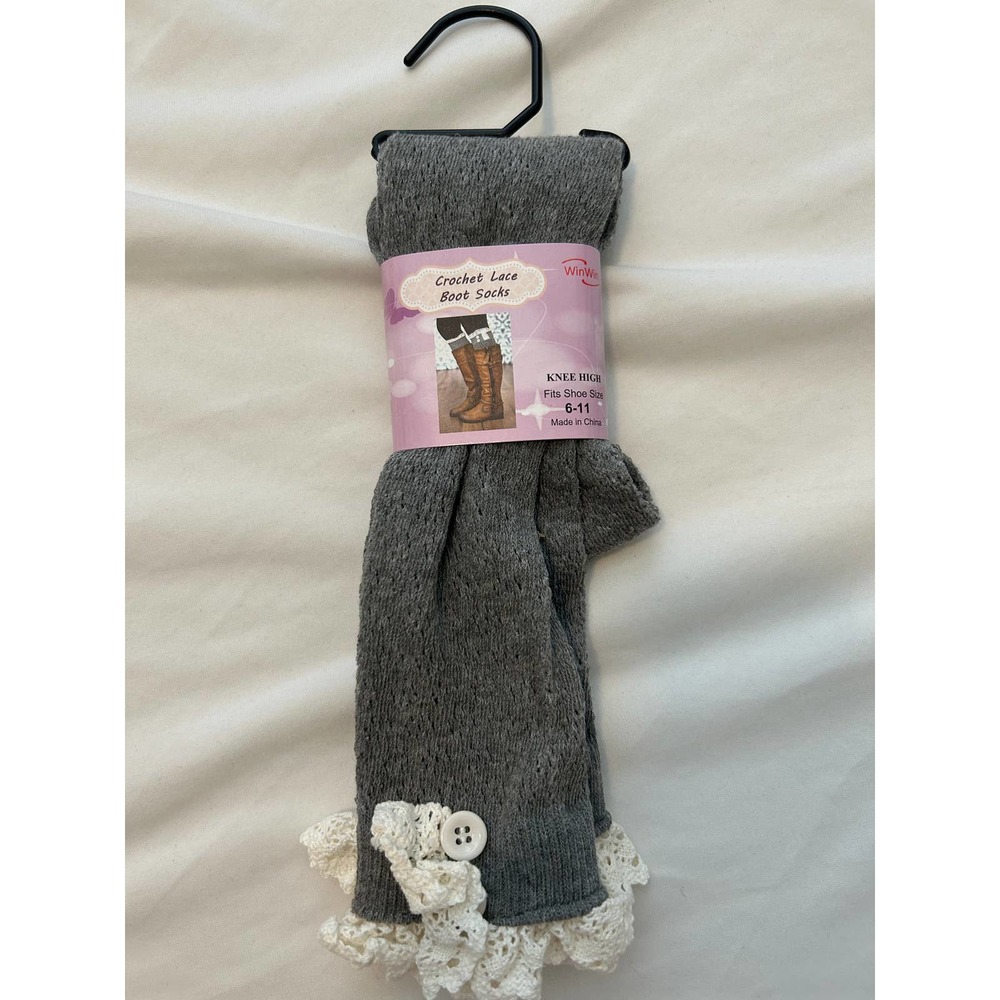 NEW Lot of 5 Crochet Lace Knee High Boot Socks fits Women's Shoe Size 6-11 Color - Picture 5 of 12